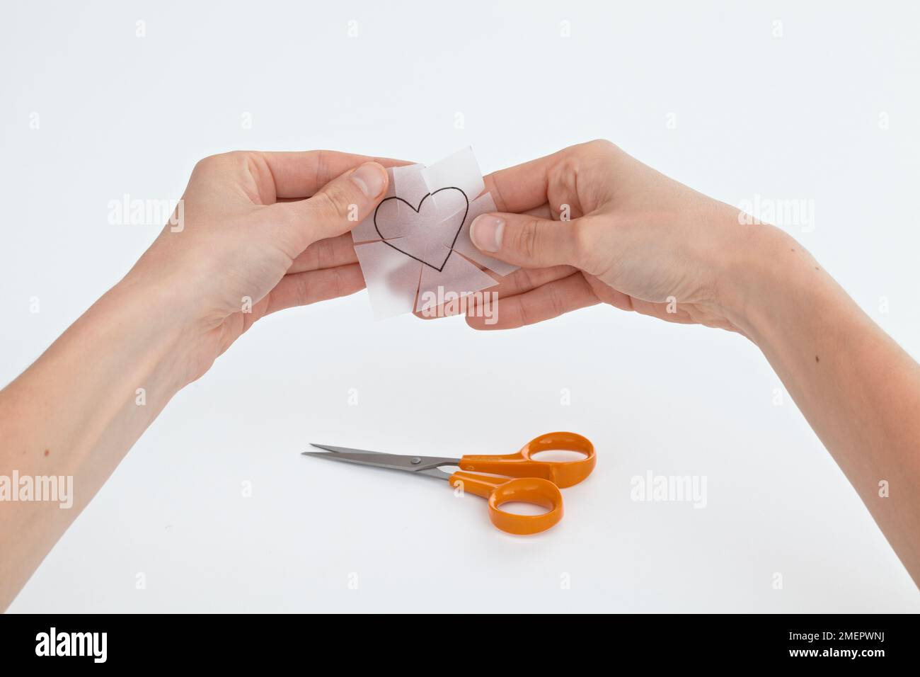 Tagli realizzati in forma di cuore per adattarsi al contorno del vetro, primo piano Foto Stock