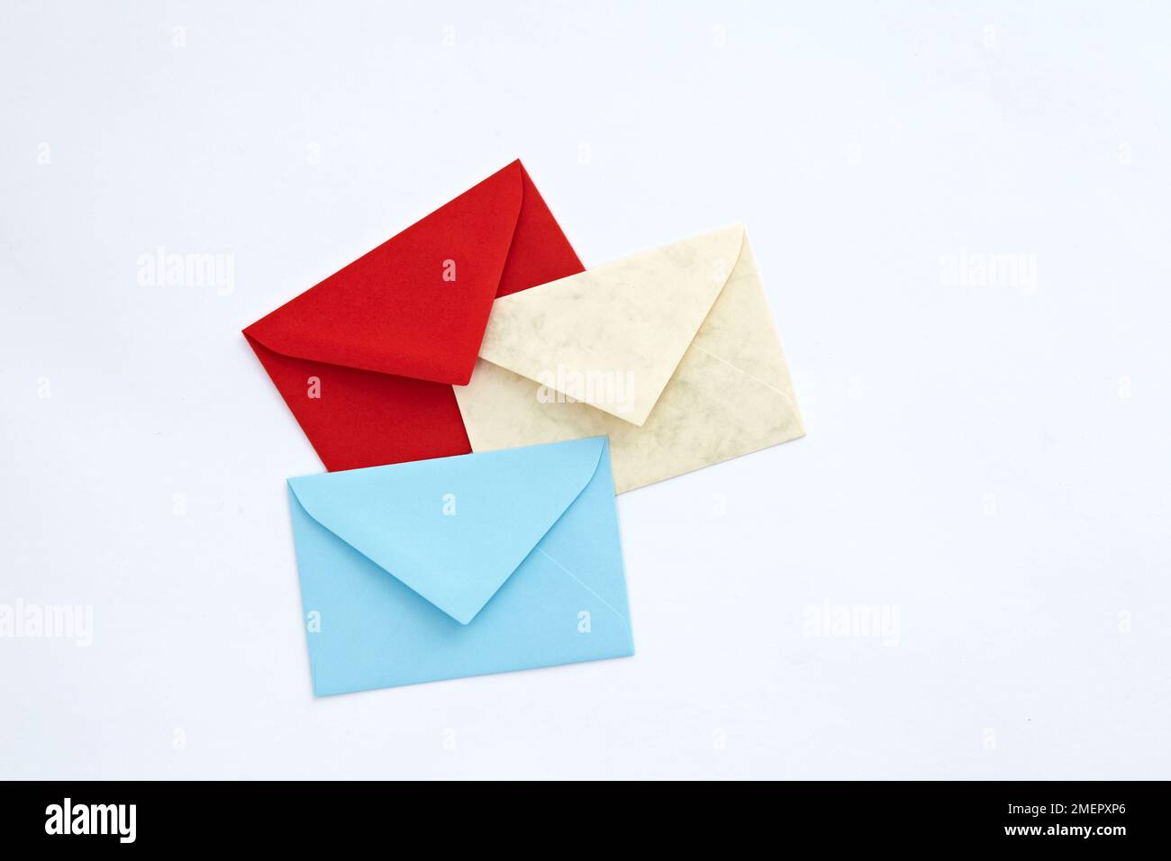 Tre piccole buste, primo piano Foto Stock