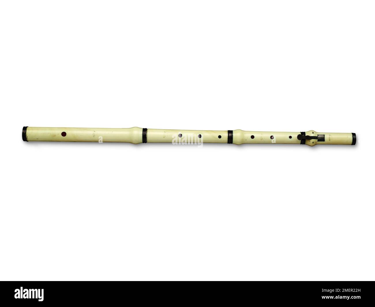 1-chiave, flauto d'avorio, prodotto da M W Cahusac, Londra, Inghilterra, 18th ° secolo Foto Stock