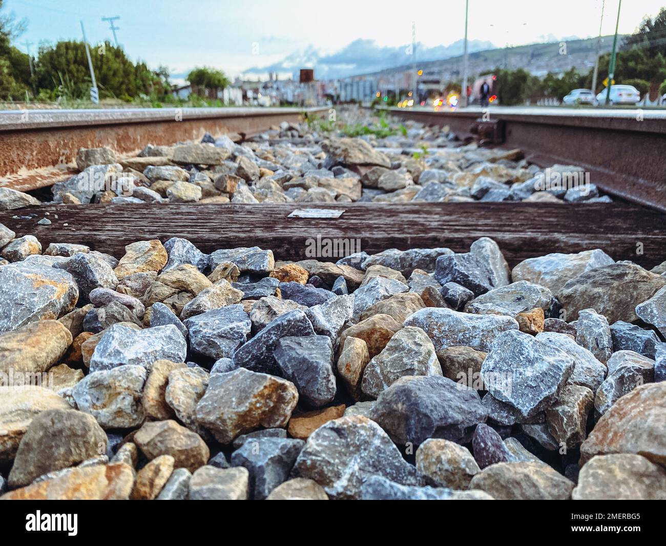 Rocce nel rail. Foto Stock