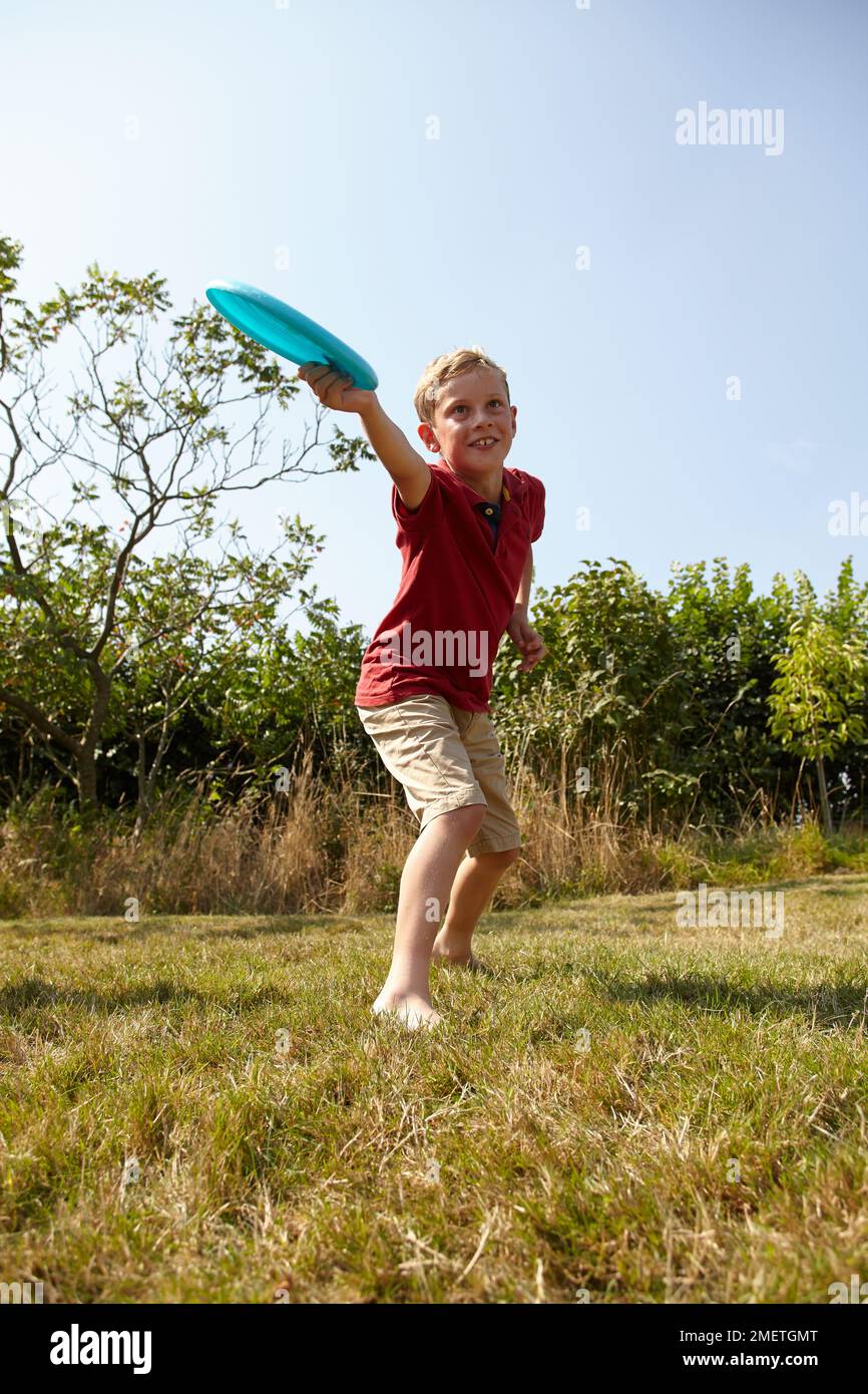 Giocare a frisbee Foto Stock