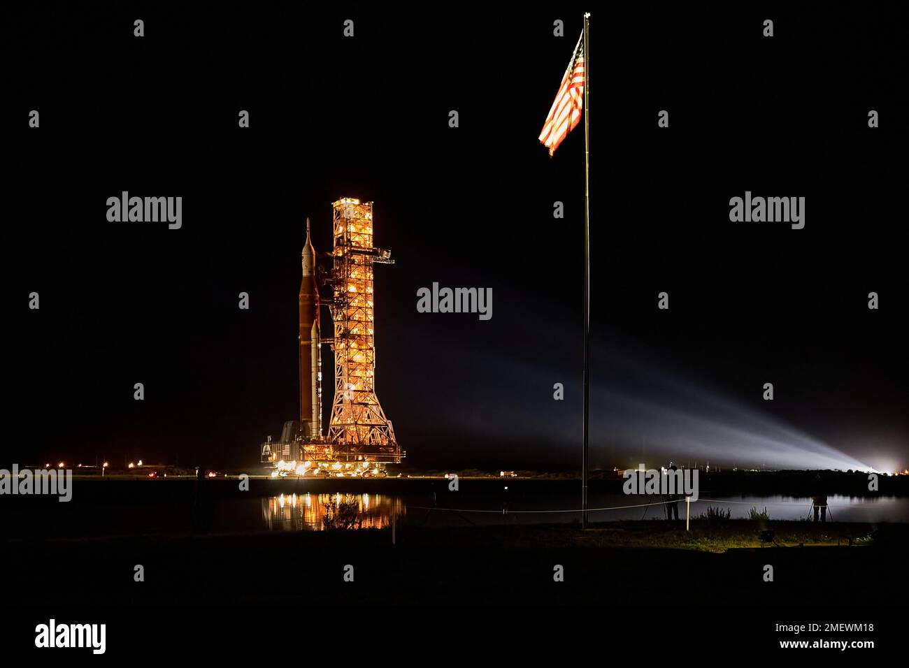 NASA Artemis SLS lancia il pad Foto Stock