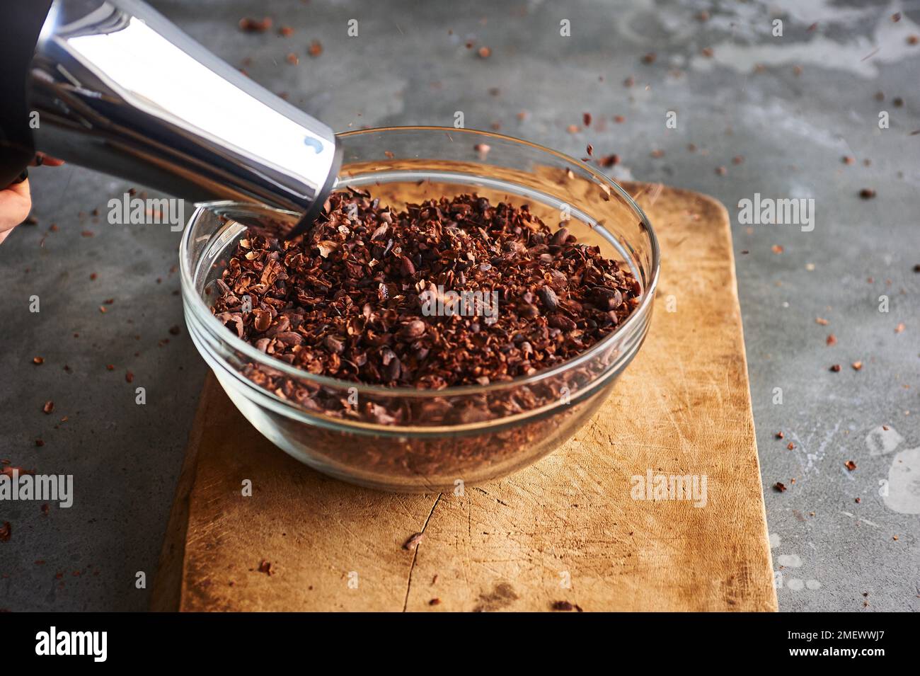 Vinatura di fave di cacao Foto Stock