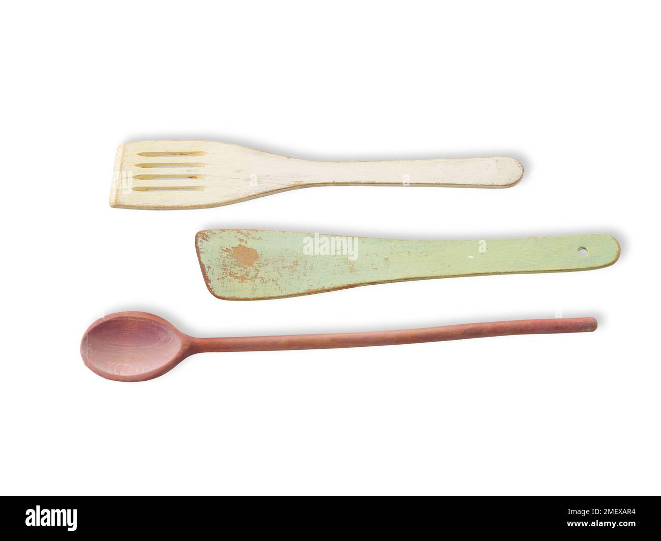 Spatole e cucchiaio in legno. Foto Stock