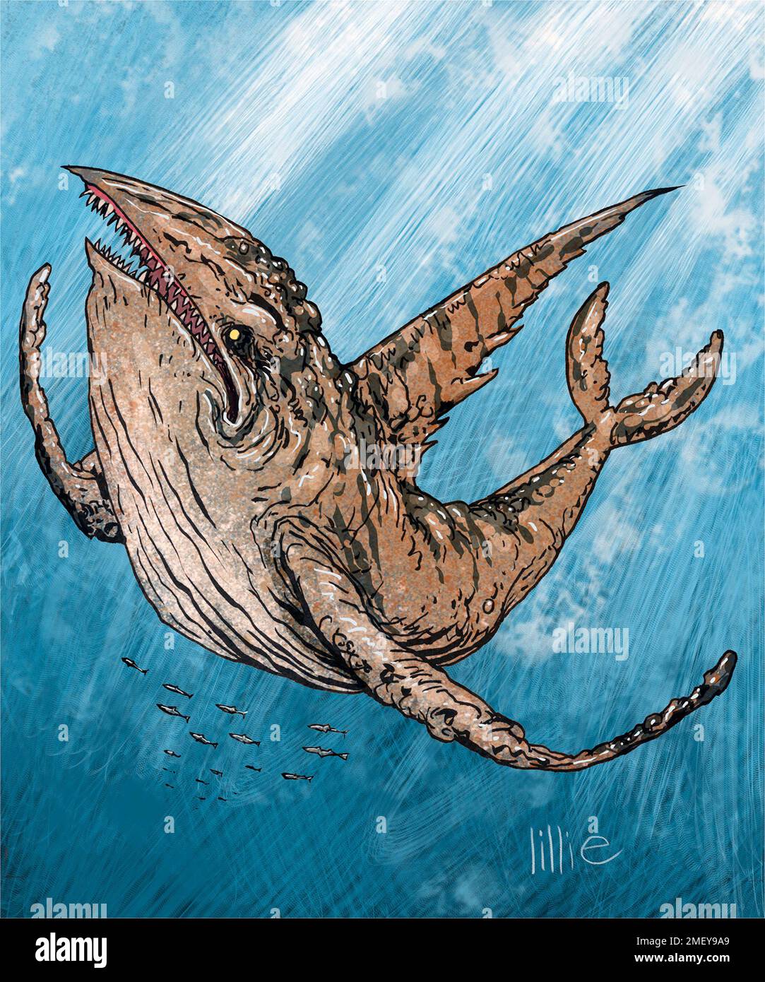 Illustrazione d'arte sverðhvalur (balena di spada) o sverðfiskur (pesce di spada) uno dei leggendari illhveli, o balena malvagia che si aggirano al largo della costa dell'Islanda Foto Stock Illustrazione d'arte sverðhvalur (balena di spada) o sverðfiskur (pesce di spada) uno dei leggendari illhveli, o balena malvagia che si aggirano al largo della costa dell'Islanda Foto Stock