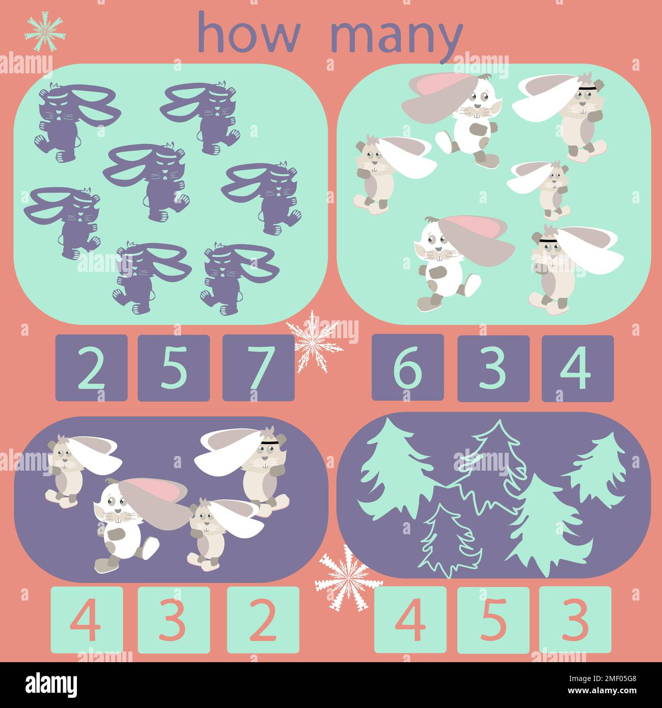 conti quanti conigli sono nell'immagine Illustrazione Vettoriale