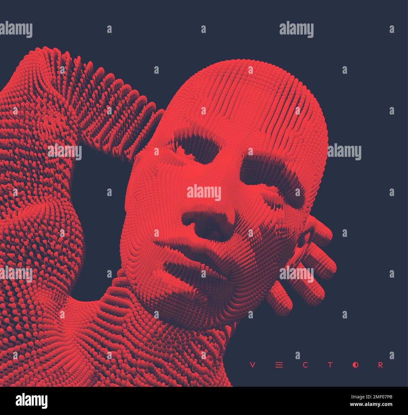 Tempo di rilassarsi. Uomo che tiene la mano dietro la testa. Concetto di intelligenza artificiale. Background futuristico. Illustrazione vettoriale per la pubblicità, marketin Illustrazione Vettoriale