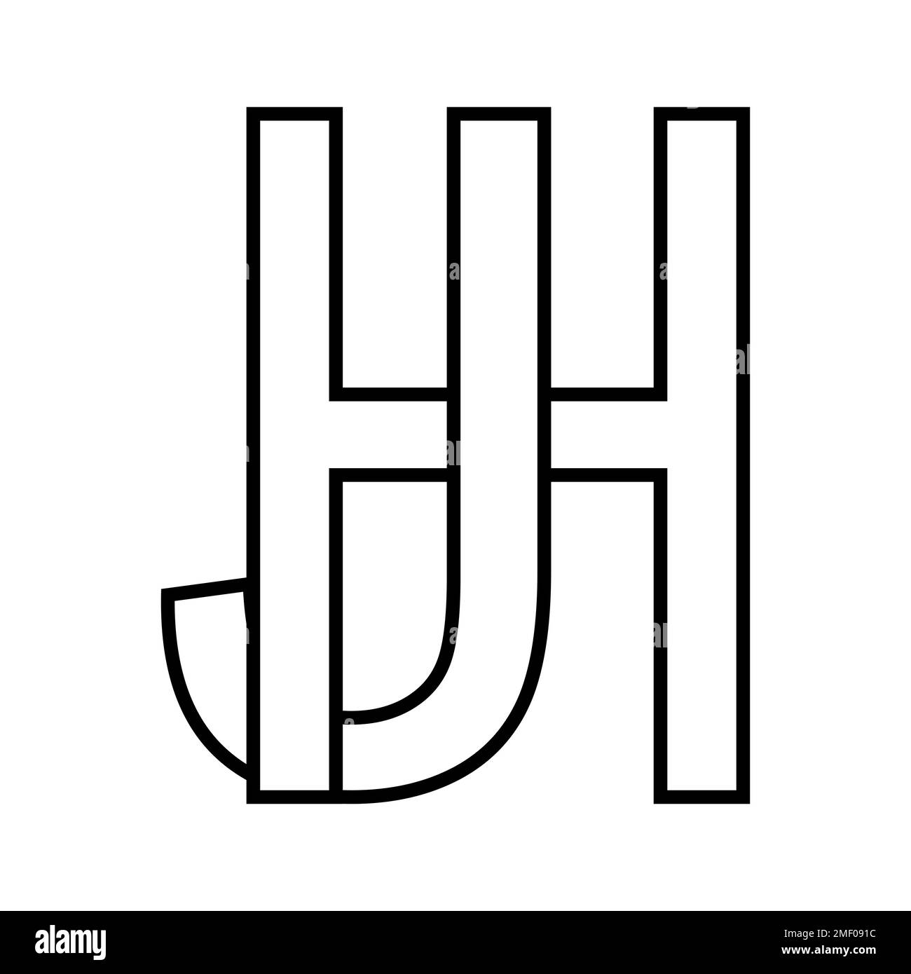 Logo hj jh icona, lettere doppie logotipo h j Illustrazione Vettoriale