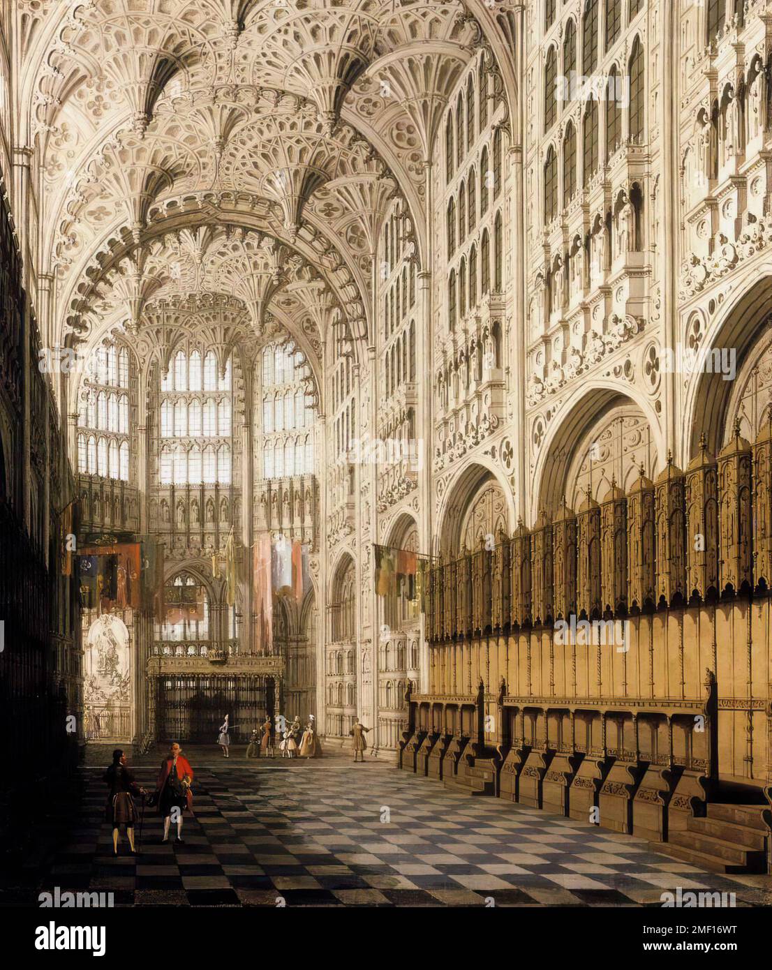 Londra: L'interno della Cappella di Enrico VII nell'Abbazia di Westminster. Canaletto. 1750s. Foto Stock