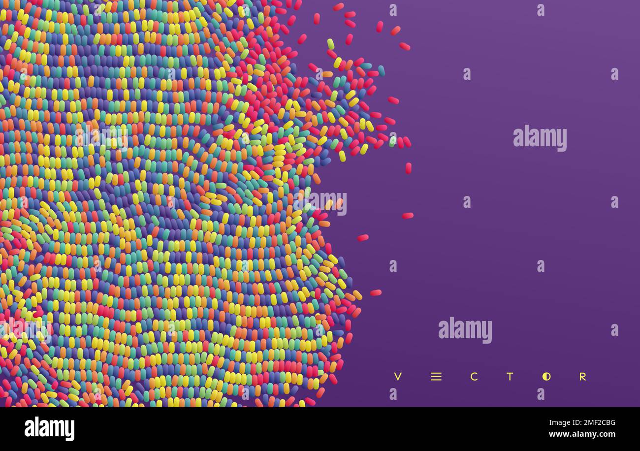 Matrice irregolare o matrice di ovali casuali. Sfondo sfragato in piccoli frammenti. Illustrazione del vettore di movimento. Illustrazione Vettoriale