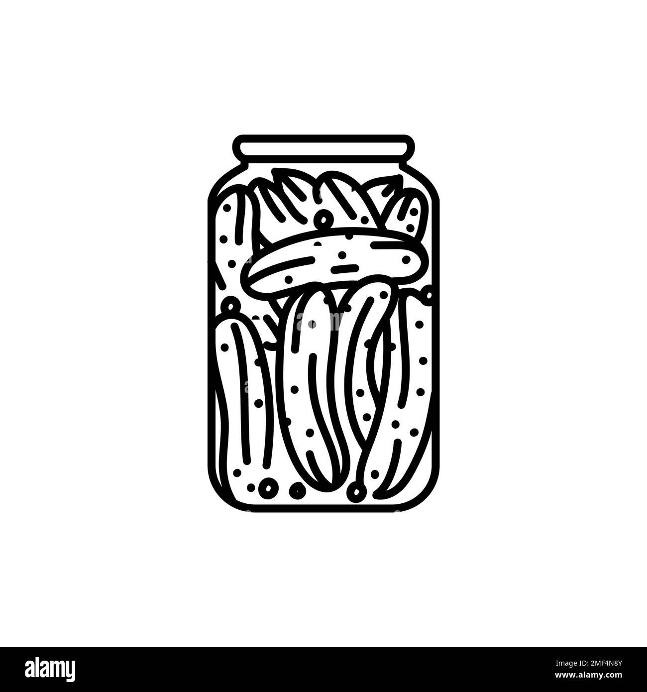 Cetrioli sott'aceto in un'icona a righe colorate in vaso. Cibo in scatola fatto in casa. Illustrazione Vettoriale