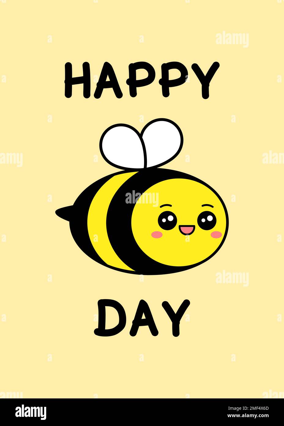 Biglietto d'auguri per il giorno dell'ape felice. Bella ape divertente con testo. Auguri di buon compleanno. Allegro ape sorridente. Stampa elemento disegno. Buon compleanno decorazione. Illustrazione Vettoriale