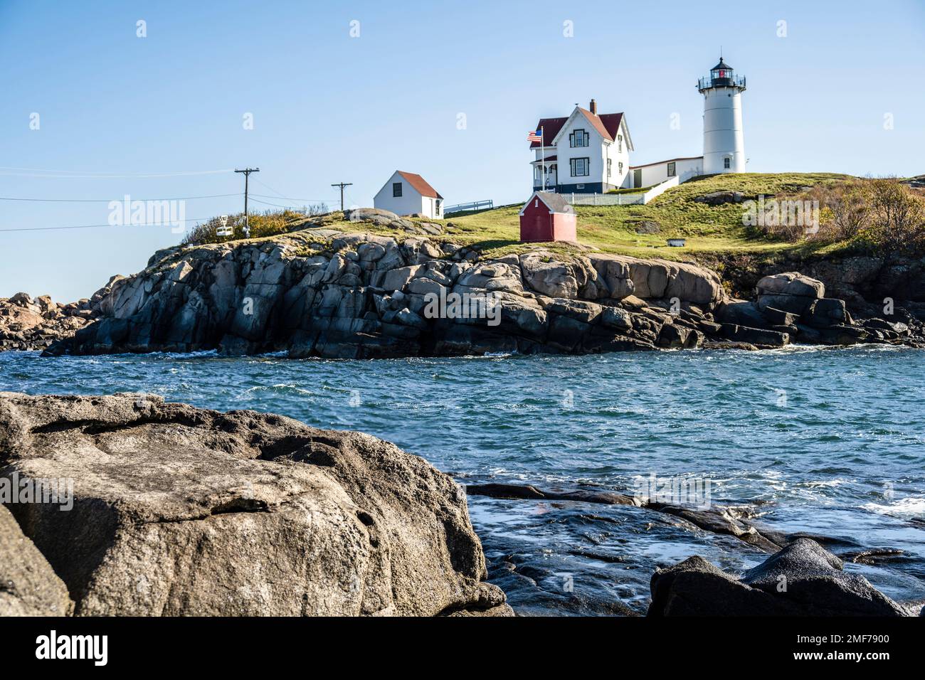 Faro di Cape Neddick a Cape Neddick, York, Maine Foto Stock