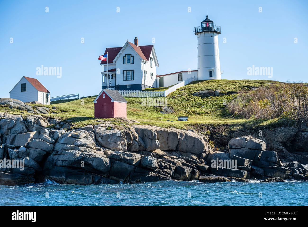 Faro di Cape Neddick a Cape Neddick, York, Maine Foto Stock