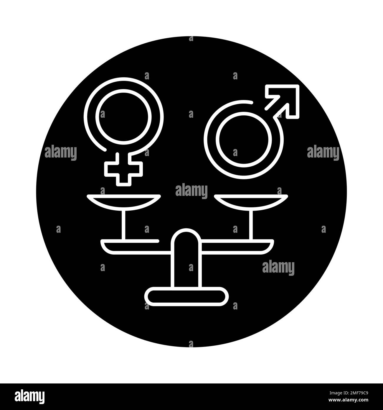 Icona della linea di colore di uguaglianza di genere. Diritti delle donne. Responsabilità sociale d'impresa. Pittogramma per pubblicità, web, app mobile Illustrazione Vettoriale