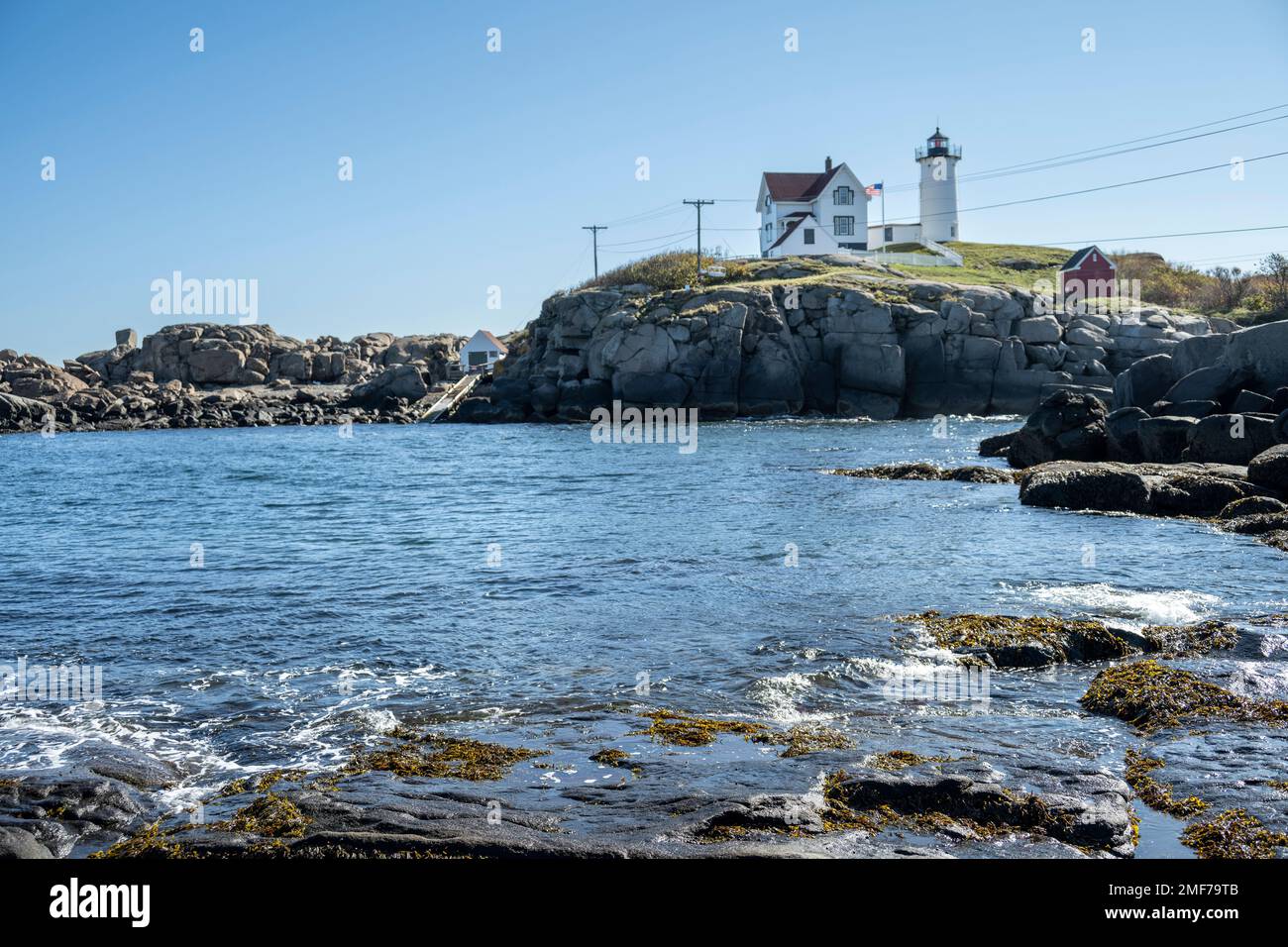 Faro di Cape Neddick a Cape Neddick, York, Maine Foto Stock
