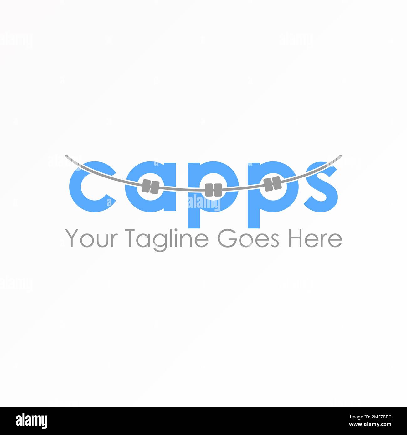 Lettere o parole CAPPS con bretelle dentale logo immagine grafica icona logo disegno astratto concetto vettore stock. simbolo relativo a denti o marchio Illustrazione Vettoriale