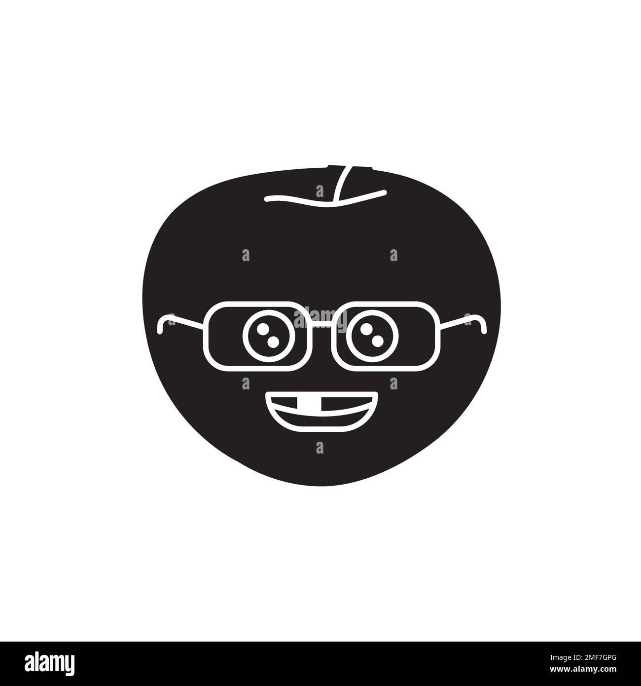Icona intelligente della linea di colore mela. Mascotte di emozioni. Pittogramma per pagina web, app mobile, promo. Illustrazione Vettoriale