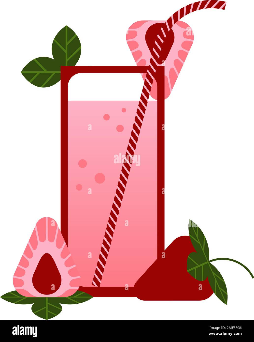 Bicchiere di succo di fragola. Bevanda sana della vitamina. Illustrazione Vettoriale