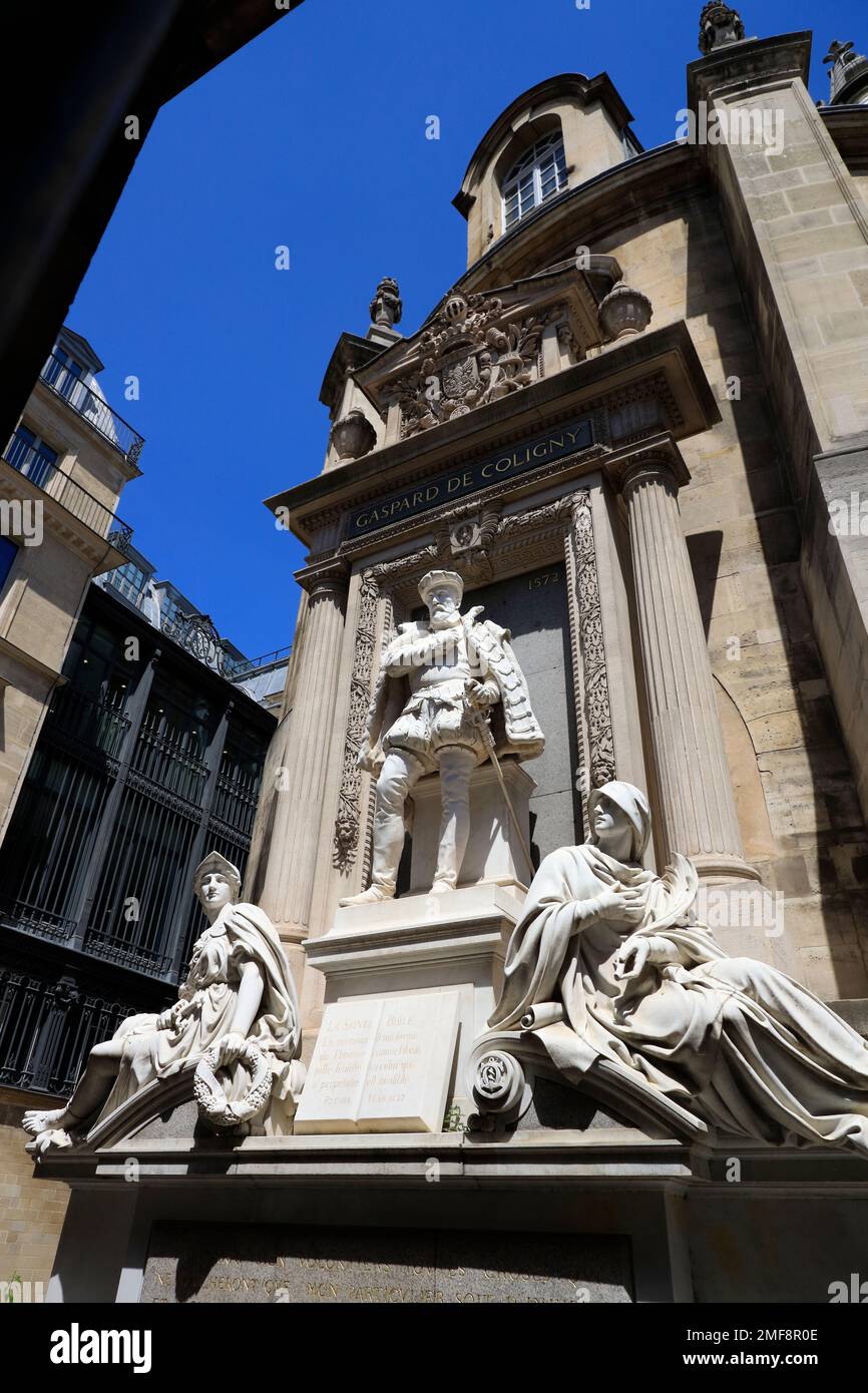 Monument de l'Amiral Gaspard de Coligny, Parigi, Francia Foto Stock