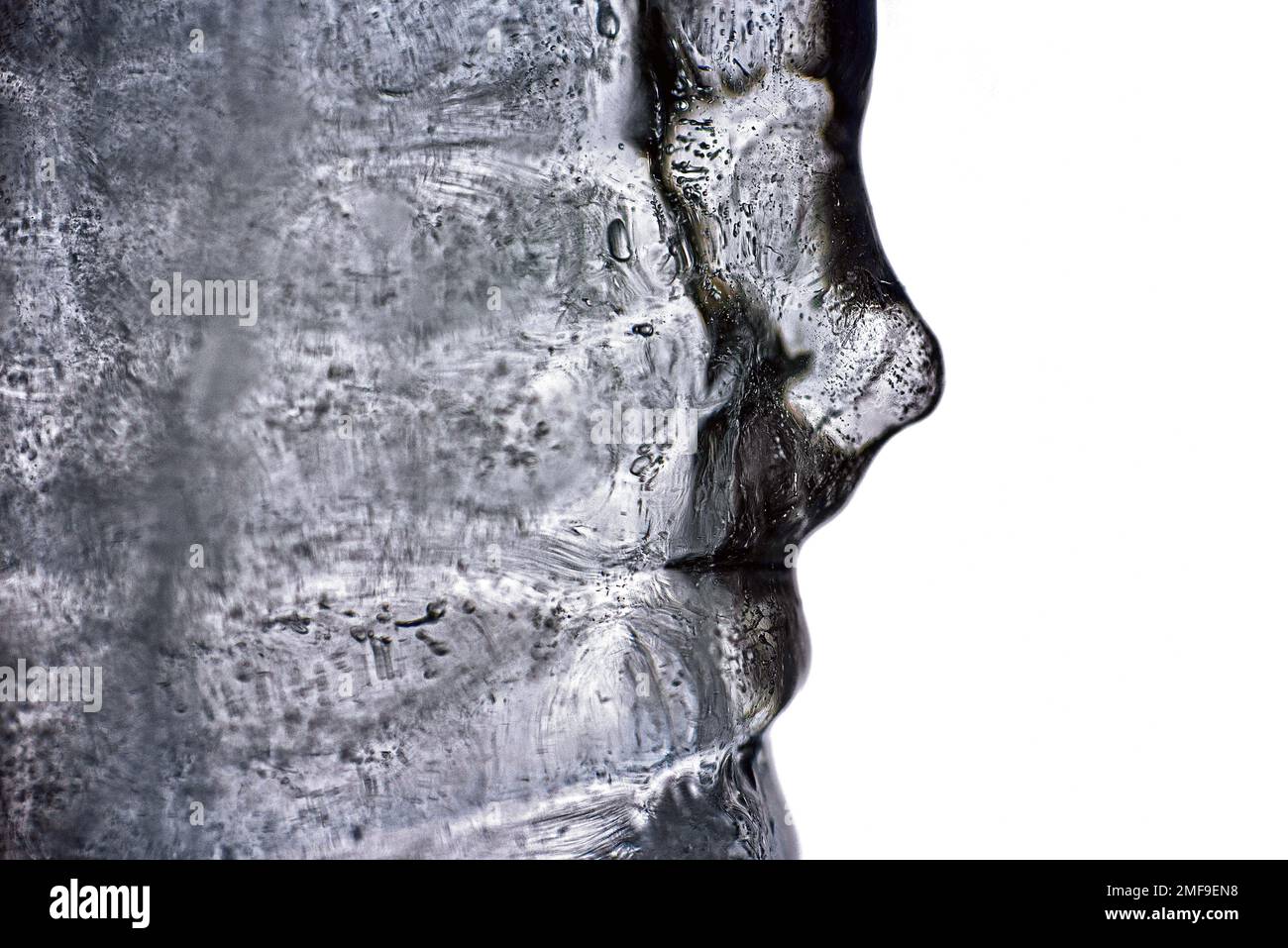 Un incantevole primo piano rivela gli intricati dettagli di un luccicolo, la sua consistenza cristallina scintillante nella luce soffusa e soffusa Foto Stock