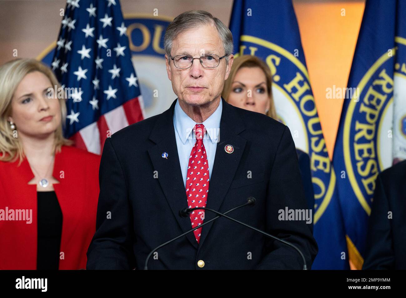Washington, Stati Uniti. 24th Jan, 2023. STATI UNITI Il rappresentante Brian Babin (R-TX) intervenendo in una conferenza stampa con altri repubblicani della Camera sul confine meridionale. Credit: SOPA Images Limited/Alamy Live News Foto Stock