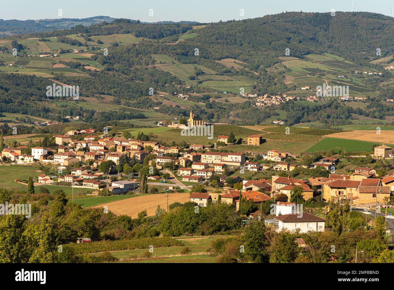 Villaggio francese fuori Val d'Oingt, Francia Foto Stock