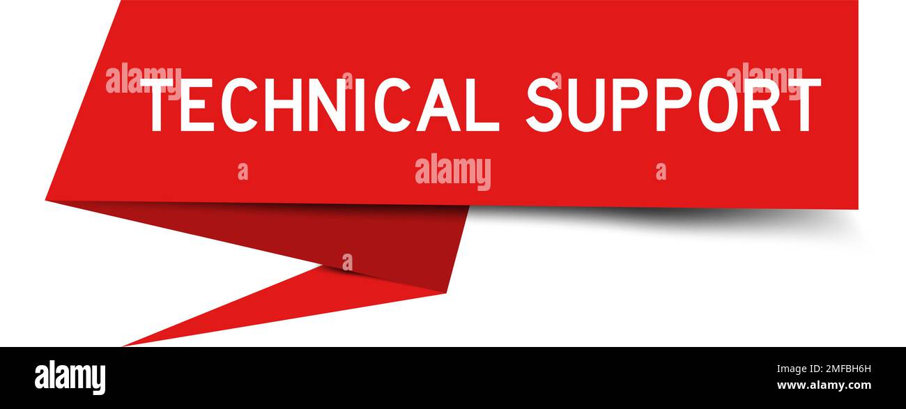 Banner vocale di colore rosso con supporto tecnico su sfondo bianco Illustrazione Vettoriale