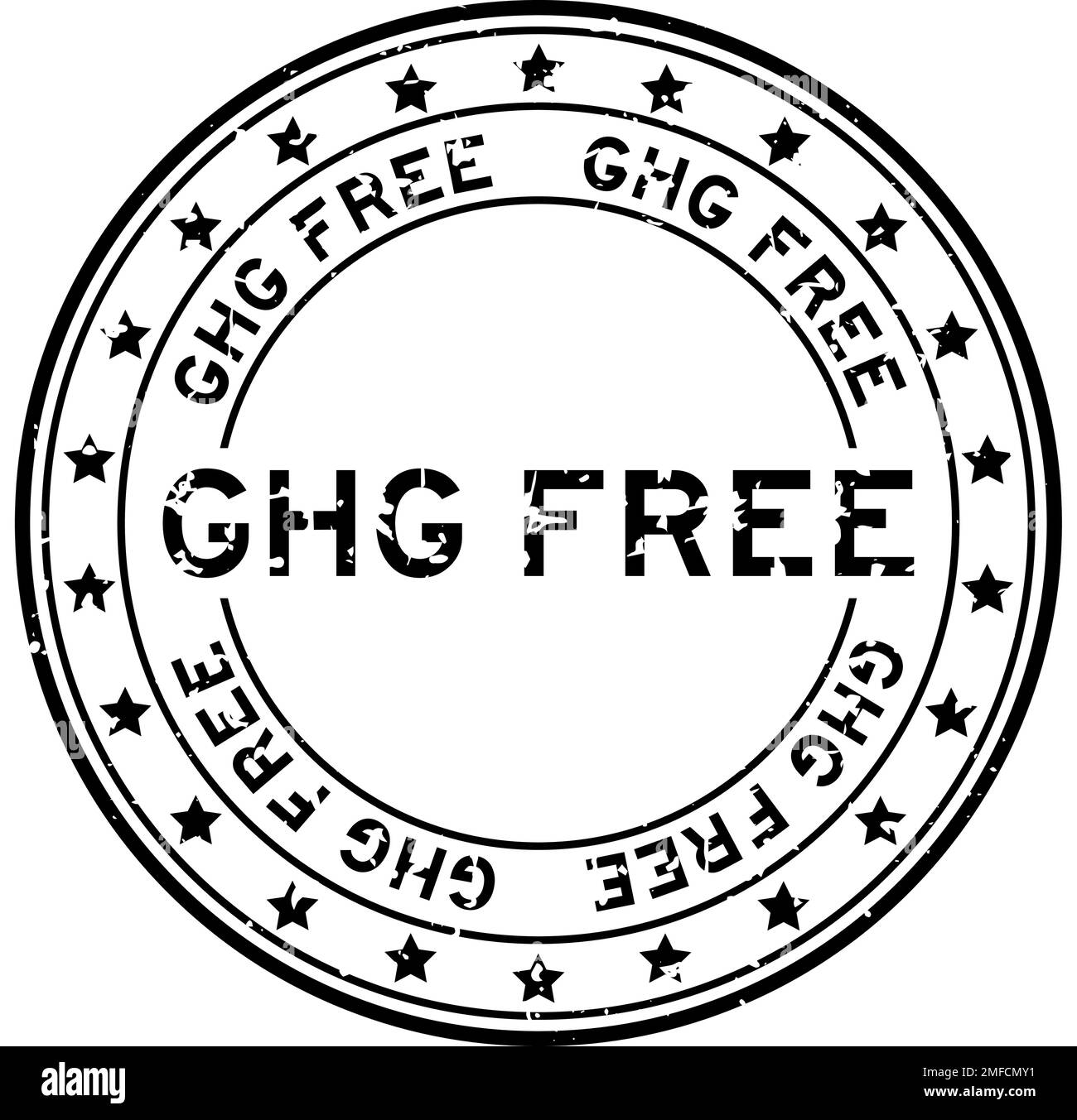 Grunge nero GHG (abbreviazione di gas serra) senza parola circolare sigillo di gomma timbro su sfondo bianco Illustrazione Vettoriale