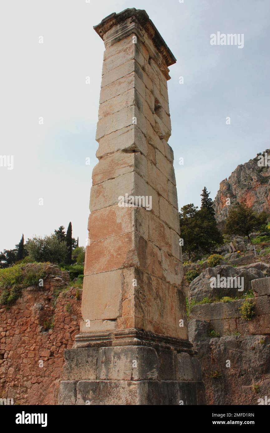 Rovine di antiche Delphi, Grecia Foto Stock