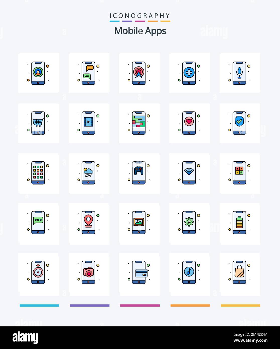 Pacchetto di icone Creative Mobile Apps 25 Line filled come Care. salute.  messaggistica istantanea. app. navigazione Immagine e Vettoriale - Alamy