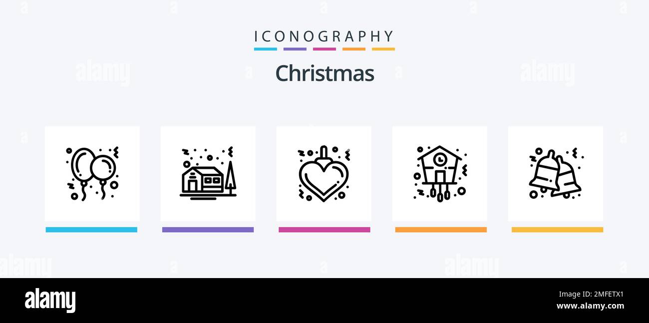 Pacchetto icone Christmas Line 5 incluso claus. dolce. ciotola. dessert. caramelle. Icone creative Design Illustrazione Vettoriale