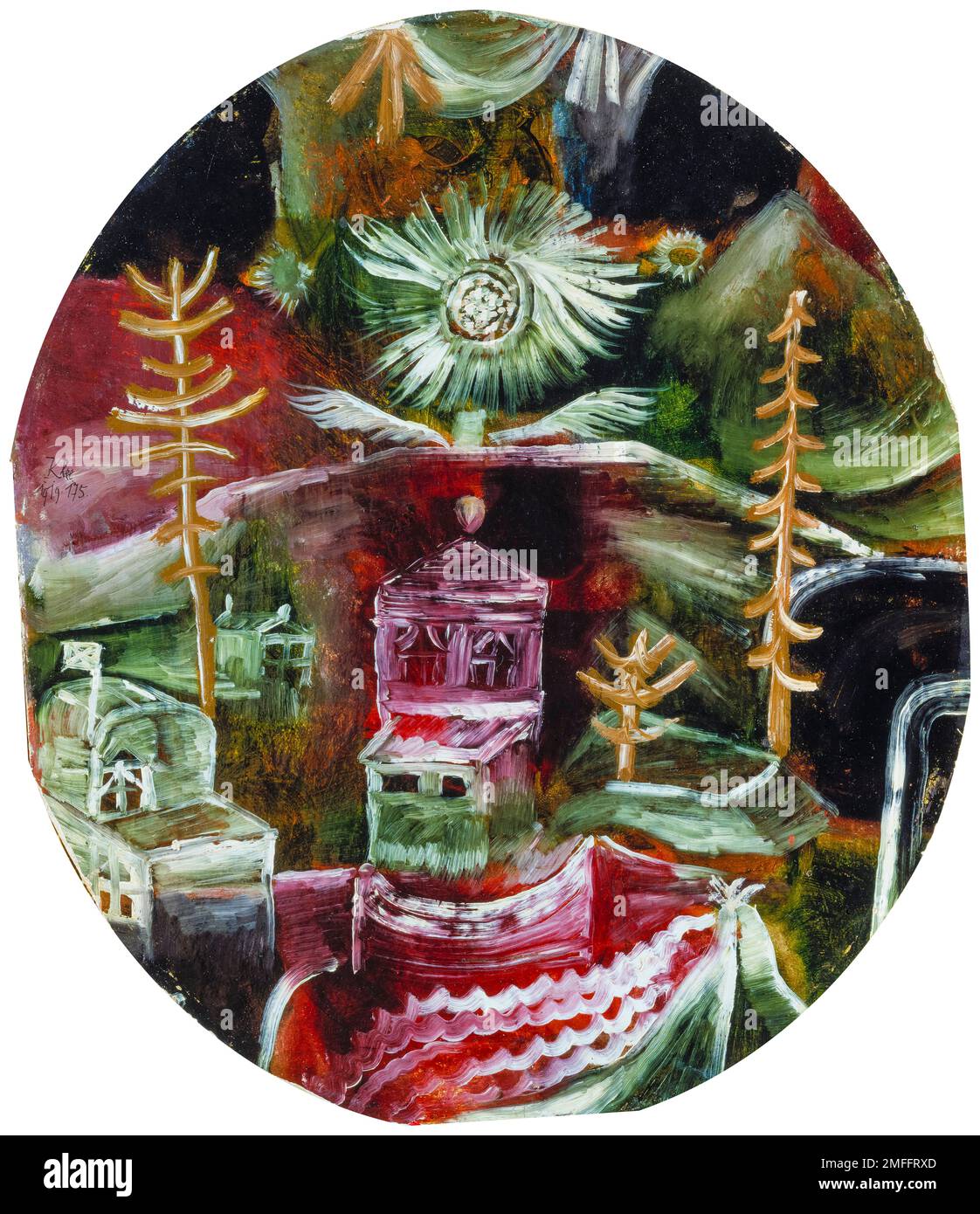 Paul Klee, The Thistle Flower House, pittura astratta in olio su cartone, 1919 Foto Stock