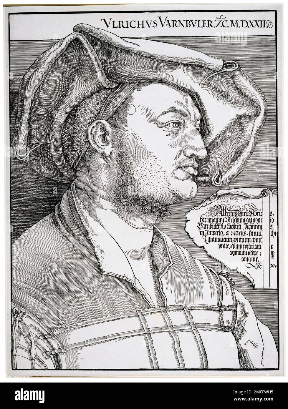 Albrecht Durer, Ritratto di Ulrich Varnbüler, stampa legno, 1522 Foto Stock