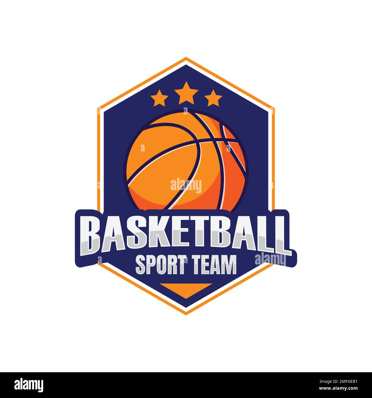 Immagine vettoriale logo club basket. Creazione modello logo Basketball Club per Sports Team Vector Illustrazione Vettoriale