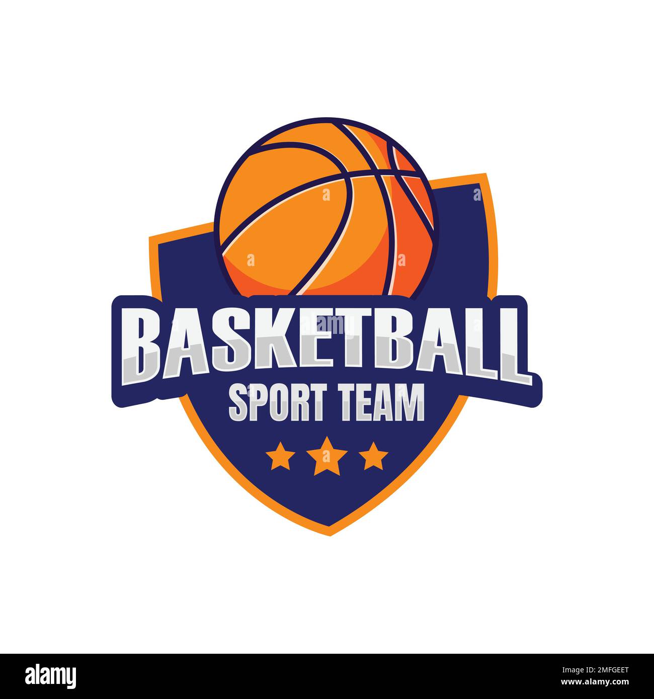 Immagine vettoriale logo club basket. Creazione modello logo Basketball Club per Sports Team Vector Illustrazione Vettoriale