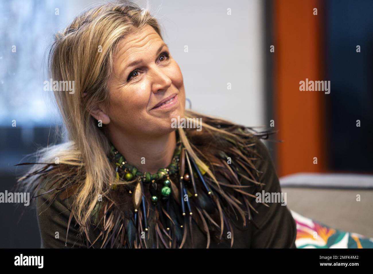 UTRECHT - Regina Maxima durante la sua visita ad una struttura accessibile a piedi per i giovani. A Utrecht sono state avviate varie strutture per e dai giovani per aiutarli a crescere mentalmente sani. ANP JEROEN JUMELET olanda fuori - belgio fuori Foto Stock