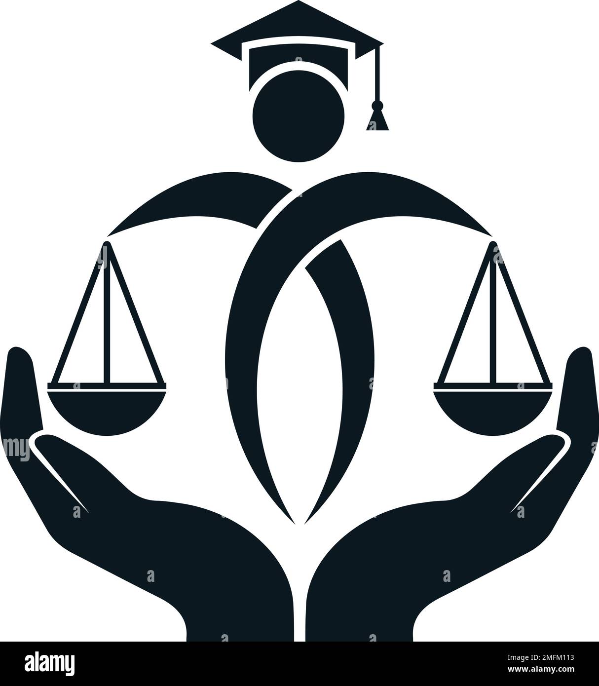 Diritto e giustizia logo design icona vettoriale. Illustrazione Vettoriale