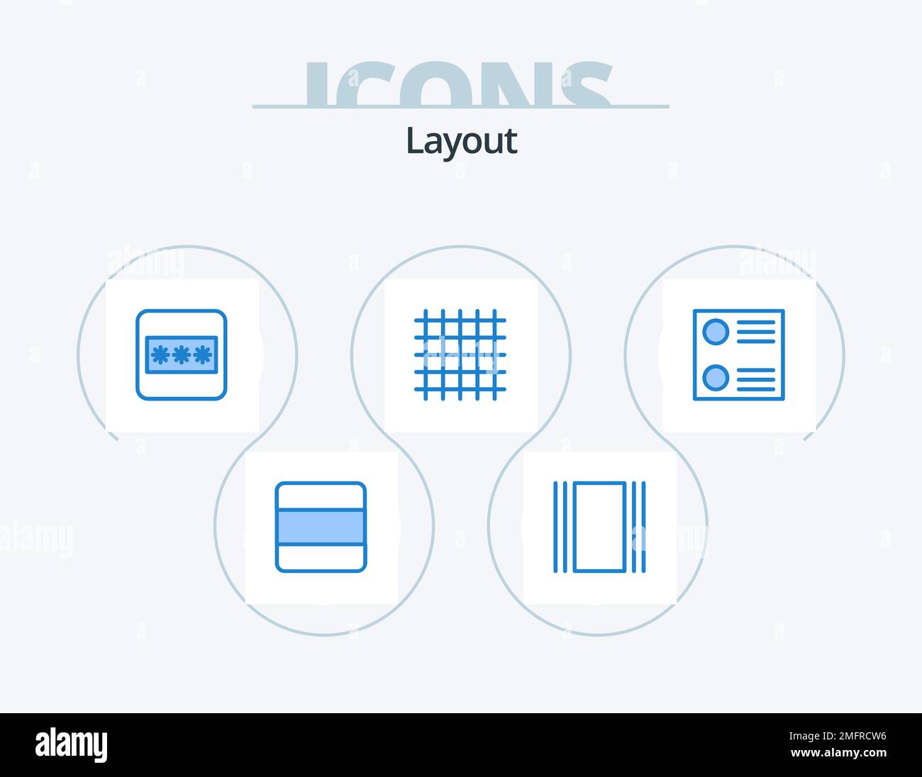 Layout Blue Icon Pack 5 Icon Design. . elenco. campo. semplificare. layout Illustrazione Vettoriale