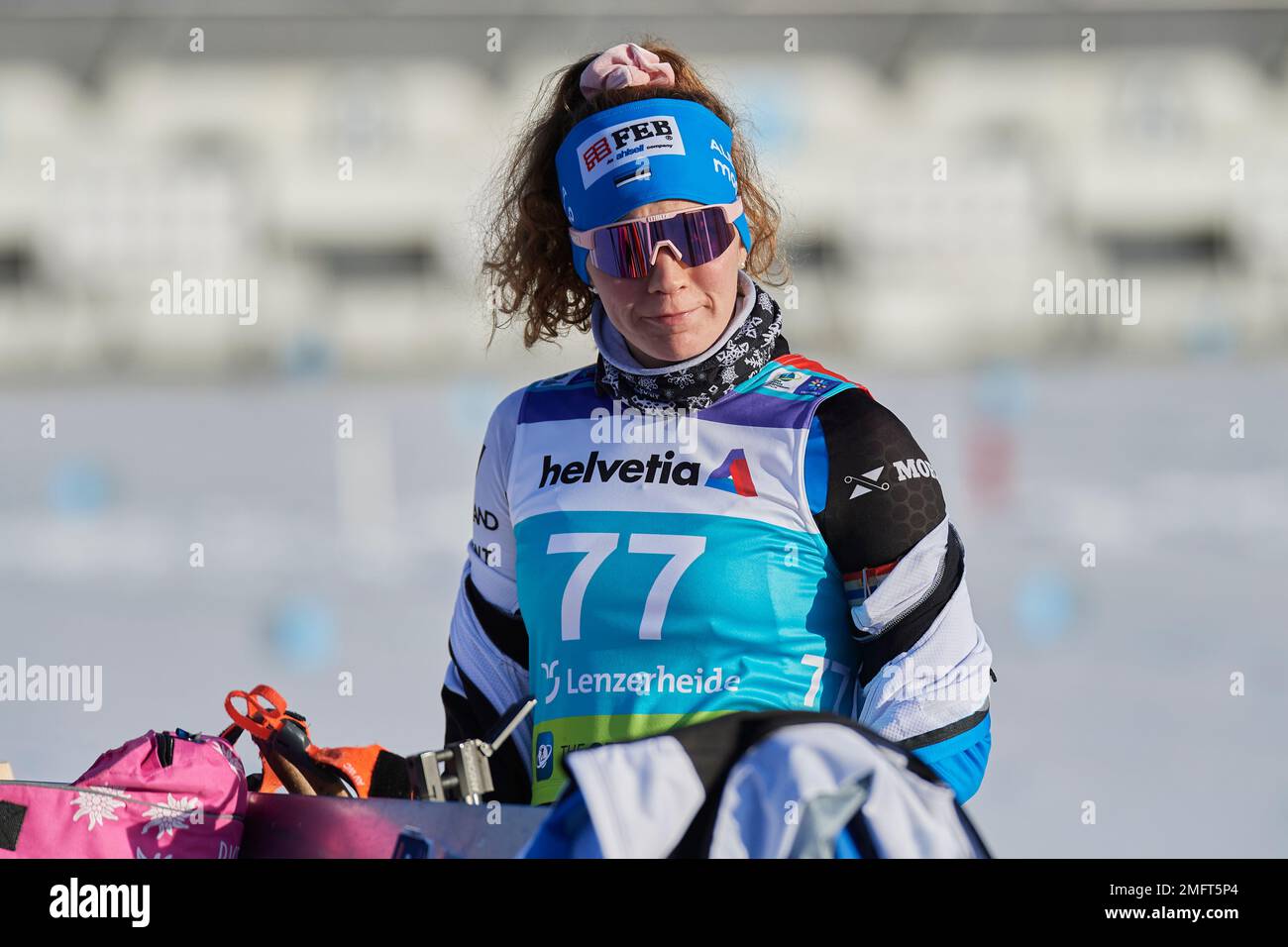 Lenzerheide, Schweiz, 25. Gennaio 2023. KAASIK Hanna-Britta EST beim 15 km Einzelwettkampf der Frauen an den IBU Open Europameisterschaften Biathlon 202 Foto Stock