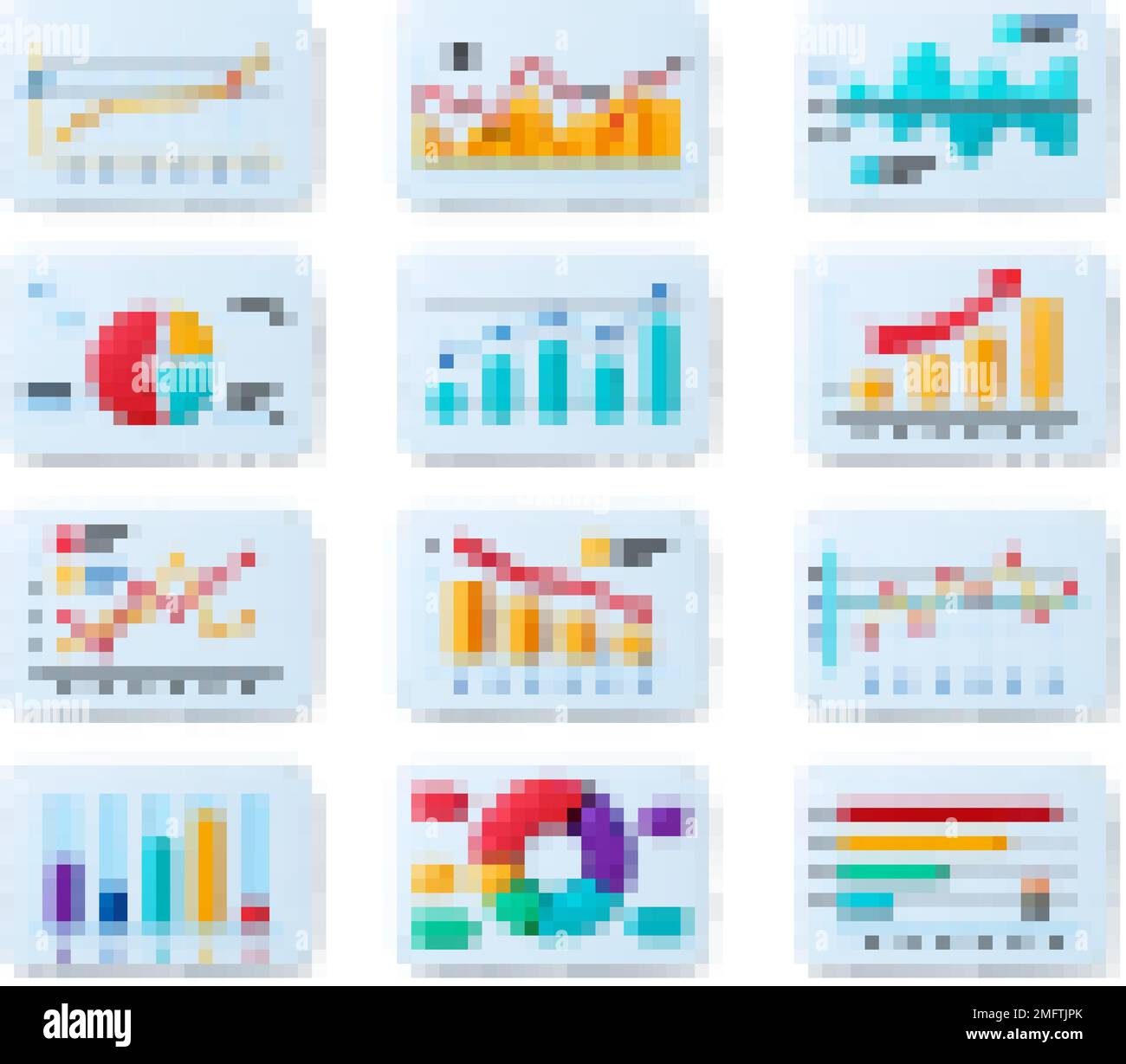 Infografica finanziaria 3D icone. Ricerca dati finanza, contabilità e banche. Grafici isolati crescita, grafici e torta. Visualizzazione di vettori di pithy economici Illustrazione Vettoriale