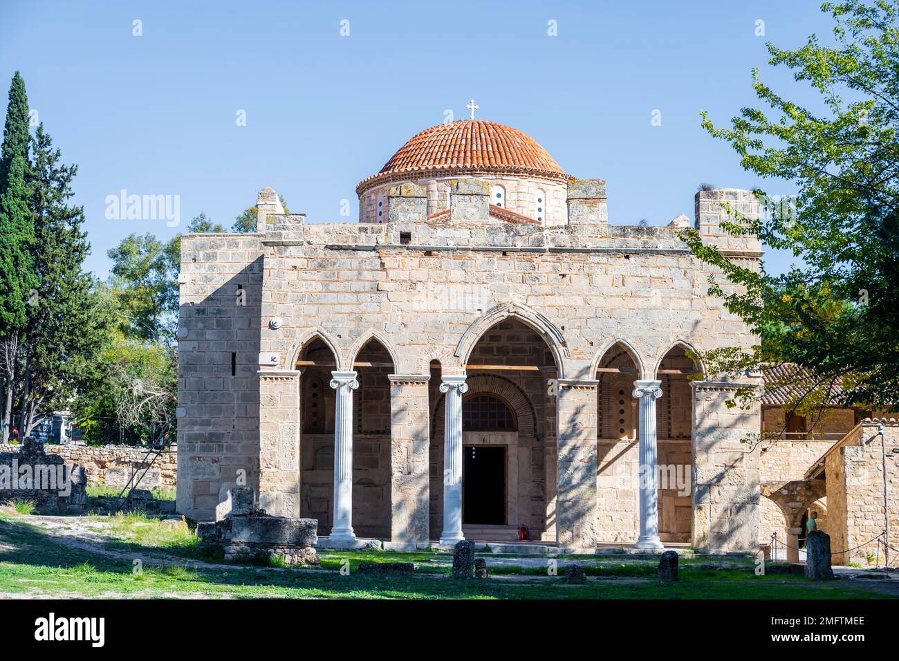 Edificio sacro bizantino, Monastero di Dafni, Dafni, vicino ad Atene, Attica, Grecia Foto Stock