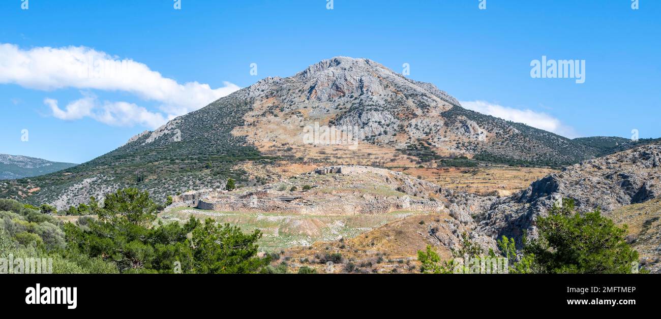 Cittadella con mura, Micene, sito archeologico greco, Peloponneso, Grecia Foto Stock