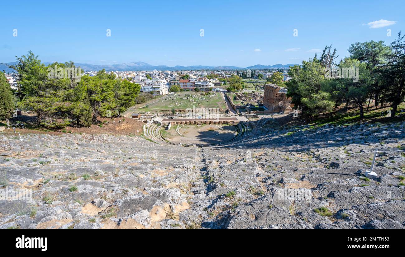 Anfiteatro, sito archeologico, Argos, Peloponneso, Grecia Foto Stock