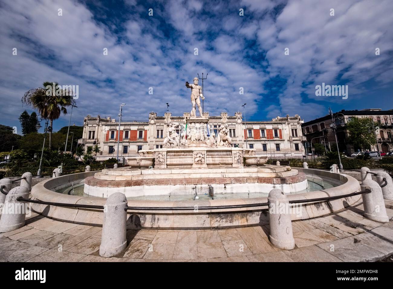 La Fontana di Nettuno, Fontana del Nettuno, a Messina fu creata nel 1557 dallo scultore Giovanni Angelo Montorsoli. Foto Stock