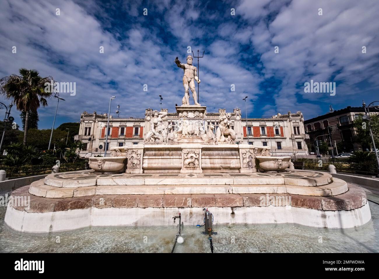 La Fontana di Nettuno, Fontana del Nettuno, a Messina fu creata nel 1557 dallo scultore Giovanni Angelo Montorsoli. Foto Stock