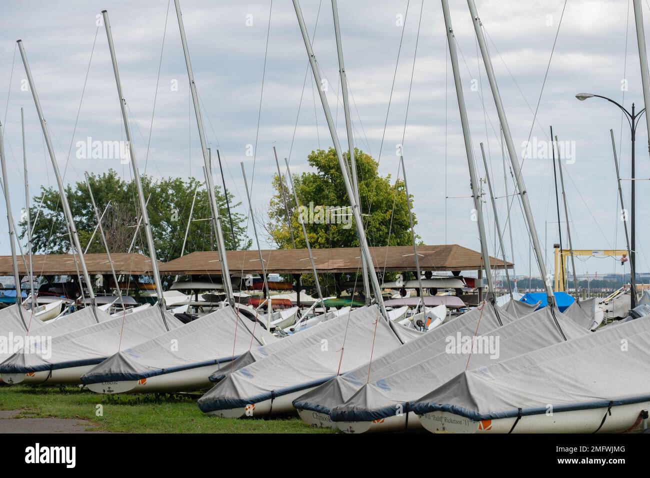 Barche a Washington Sailing Marina Foto Stock