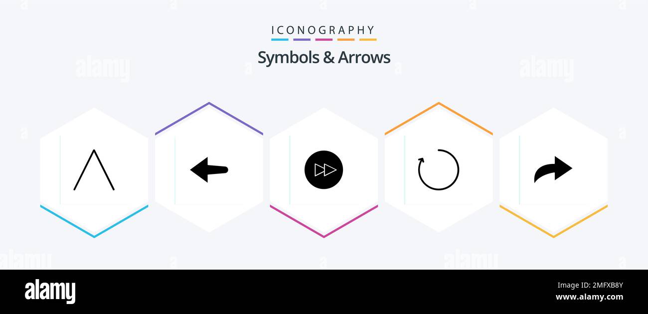 Simboli e frecce 25 pacchetto icone glyph incluso . freccia. ripeti Illustrazione Vettoriale