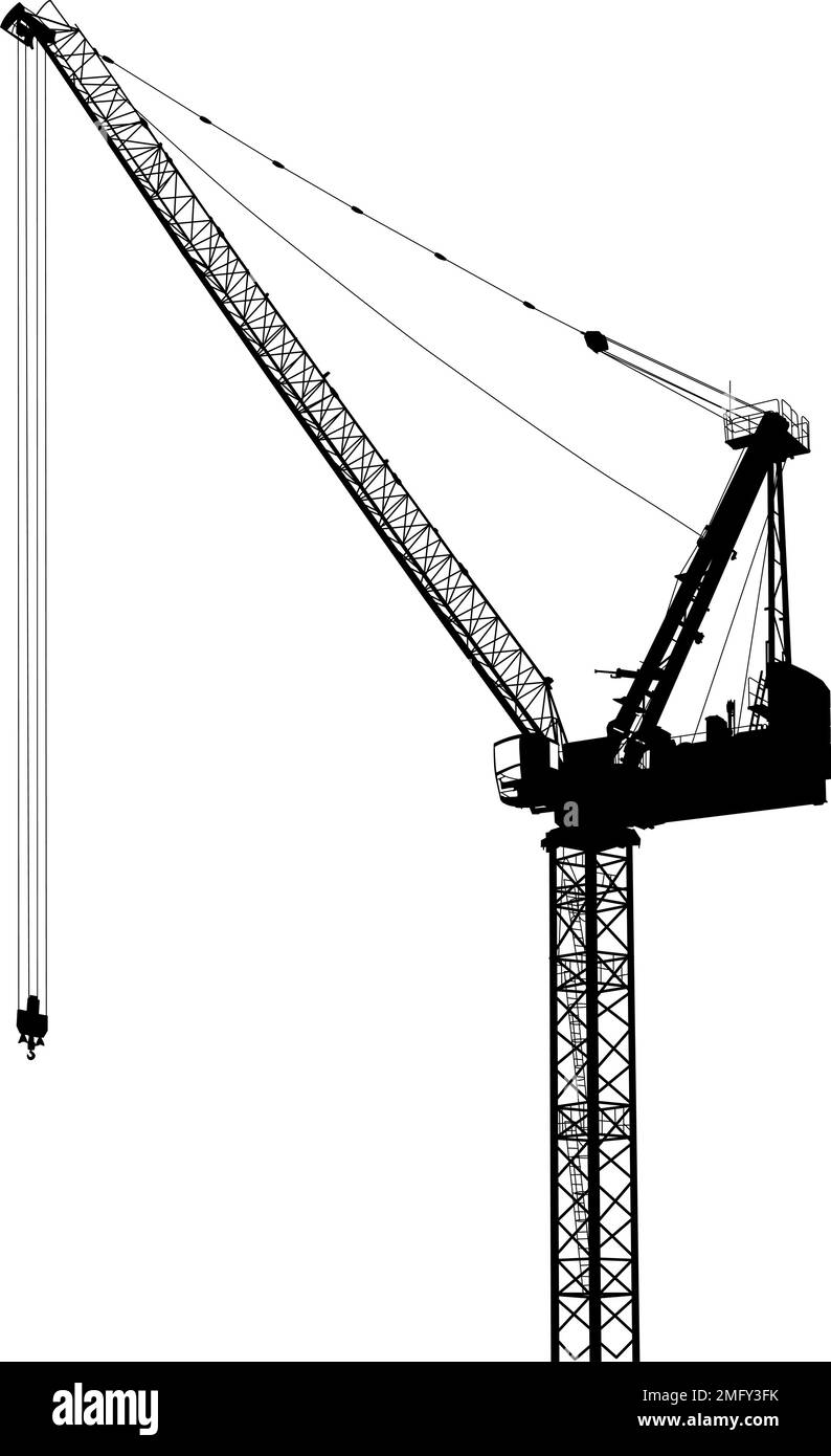 Gru di lavoro in porto marittimo per il design dell'industria cargo su sfondo bianco. Illustrazione Vettoriale