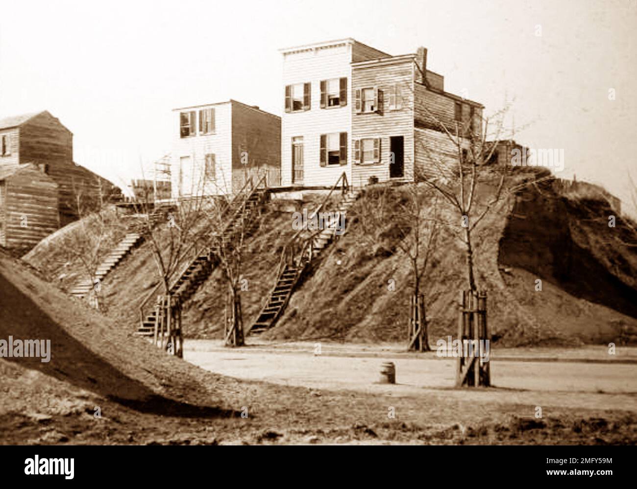 Una strada graduata a Washington DC, USA, periodo vittoriano Foto Stock